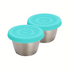 TEMU 2/6개 스테인리스 스틸 샐러드 소스 용기, 2.4Oz 재사용 가능한 소스 용기 (누수 방지 실리콘 뚜껑 포함), 점심 및 딥핑 소스에 적합, 레스토랑 용품, 피크닉 여행용 식기