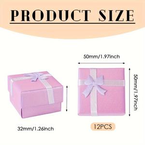 TEMU 12개입 리본 장식 스펀지 포장 종이 상자, 웨딩 주얼리 제작 및 디스플레이용 5x5x3.2cm