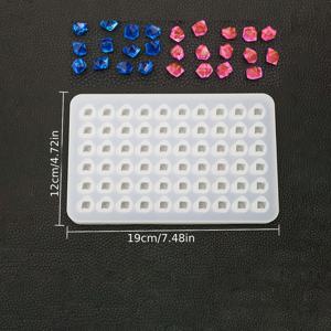 60구 DIY 에폭시 실리콘 몰드 - 직사각형 공예용 60개 구멍, 귀걸이·펜던트·팔찌·목걸이 제작에 적합한 고품질 유연하고 재사용 가능한 실리콘, 기하학적 모양, 쉬운 세척 소재
