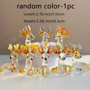 TEMU 1개 수제 유리 사슴 장난감, 귀여운 사슴 장식품, 유리 재질, 사슴 조각상, 색상 랜덤, 수집용 장난감, 축제 및 테이블 장식, 홈 , 발렌타인데이, 성 패트릭 데이, 부활절 달걀에 적합
