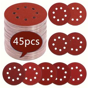 TEMU 45개 5인치 8홀 샌딩 패드, P40/P80/P120/P180//P320/// 멀티 조합 사포, 랜덤 오비탈 샌더 샌딩용