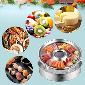 TEMU 얼음칸이 있는 차가운 서빙 접시, 새우, 수탉꼬리, , 야채 뷔페용 스테인리스 스틸 해산물 플래터, 파티용 얼음볼 포함, 스테인리스 스틸 플래터, 서빙 보드, 새우, 해산물, 과일, 야채 뷔페용 찬 요리