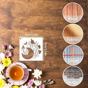 TEMU 저널링, 스프레이 페인팅, DIY 공예에 적합한 20가지 스타일의 버섯 스텐실 - 스프레이 페인트/크레용/펜과 호환되는 재사용 가능한 속이 빈 테ン플릿 - 스크랩북킹, 문지름, 색칠용 숲 테마 낙서 몰드
