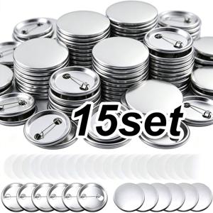 15세트 3.7cm/1.46인치 원형 버튼 부품 키트 - 주석재 상판 & 플라스틱 클립 (필름 포함), 버튼 제작기, 배지 제작 용품 ZSY