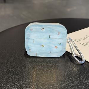 TEMU Apple for 1/2/3/4/Pro/Pro 2용 호환 투명 TPU 케이스 커버, 스크래치 방지 충격 흡수 보호 커버, 버클 웨이브 및 TPU 텍스처가 있는 투명 케이스, 수영장 액세서리용 이어폰 케이스