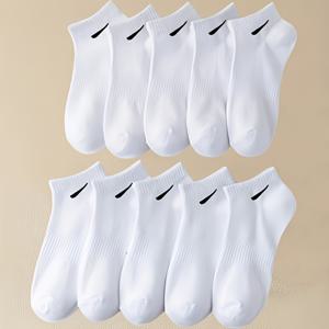TEMU 10켤레 블랙 앤 화이트 편안한 남녀공용 스포츠 발목 양말, 로우컷 노쇼 양말, 흡습성 및 통기성, 부드럽고 편안함, 비즈니스 캐주얼, 가정복, 스포츠, 칼리지 스타일, 사계절 데일리용, 필수 여행 액세서리