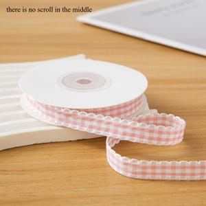 TEMU 리본 1Cm 폭 4.5 Meters 길이 라이트 핑크 물결 레이스 격자 리본, 꽃 포장, 신발, 모자, 의류, 선물, 헤어 장식, 파티 및 기타 장식용