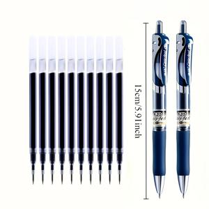 TEMU 의사 및 간호사용 블루 젤펜 12개 세트 (펜 2개 + 리필심 10개) | 0.5mm 속건성 부드러운 필기감, 인체공학적 디자인, 처방전 작성 및 사무용품에 이상적