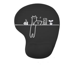 TEMU 인체공학적 손목 보호 마우스 패드 | 실리콘 소재, 매력적이고 내구성, 검은 배경에 작업하는 고양이, 커피, 잔디, 책 디자인 | 책상 꾸미기, 사무용품, 데스크 매트