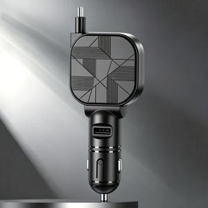 45W 수납식 차량용 충전기 - 2-in-1 고속 차량용 휴대폰 충전기, Type-C 포트 차량용 충전기 어댑터, 수납식 27.5인치 케이블 및 USB 포트 1개 포함, 아이폰, 및 기타 다양한 모델에 적합, 가정 및 차량용, 차량용 충전 | 모던 충전 | 소형 충전기