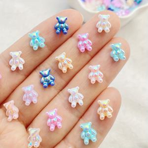 TEMU 50개 7x8mm AB 수지 글리터 라인스톤 곰돌이 참 - 무지개빛, DIY 네일 아트, 주얼리 제작, 웨딩 장식, 동물 테마 공예용, AB 포함 (색상 제한 없음)
