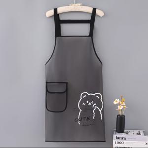 TEMU 여성을 위한 1개 조절 가능한 반투명 TPU 앞치마, 귀여운 만화 곰 디자인; 가볍고 튼튼한 주방 앞치마, 요리, 베이킹 및 일상적인 가정용으로 이상적; 스타일리시하고 실용적인 주방 액세서리
