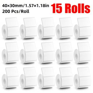 TEMU 15롤 무지 직접 열 레이블지, 롤당 200개 스티커, 흰색 40 X 30mm (1.57 X 1.18인치) 자체 접착 인쇄 라벨, 3중 방지 강력 접착제, 학교, 사무실, 주소, 의류, 슈퍼마켓 바코드 스티커에 적합