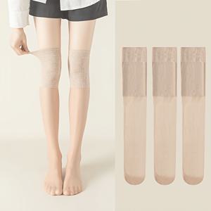 여성용 하이웨이스트 양말, 3켤레 팩 - 통기성 및 보습, 얇은 오버-나비 양말, 찢김 방지 디자인, 내구성 좋은 소재, 다용도 다리 및 야외 착용, 종아리 양말