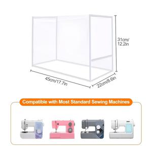 TEMU PVC 투명 내구성 재봉틀 커버, 사이드 포켓 포함, 재봉틀 먼지 커버, 보호 커버, PVC 소재 투명 재봉틀 보호대, 재봉 도구 수납 가방, 재봉 수납함