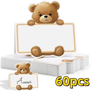 TEMU 귀여운 곰 식탁보 플레이스 카드 30/60개 - 사랑스러운 텐트 이름표, 결혼식, 약혼식, 뷔페 음식 라벨, 연회 테이블, 파티에 적합 - 종이 빈 좌석 배치 태그, 할로윈, 크리스마스