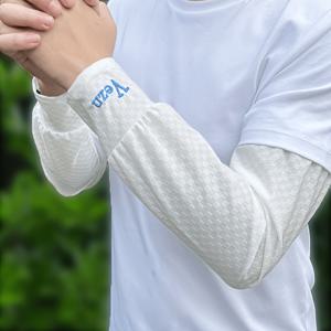 TEMU Vezn 자수 루즈핏 플러스사이즈 아이스 실크 팔토시, 체크무늬 통기성 쿨링 팔보호대, 야외용 신축성 커프스 소매, 남녀공용