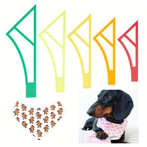 TEMU 1세트 5개 5가지 사이즈 양면 애완동물 반다나 재봉 템플릿 세트, 소형 재봉 자 세트, 아크릴 퀼팅 템플릿 스텐실, 소형 강아지 고양이 반다나용 공예 강아지 턱받이 패턴