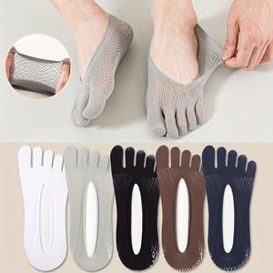 남성용 여름용 통기성 발가락 분리 오픈힐 양말 5켤레 세트 - 로마스 메쉬 디자인, 가벼운 무형 스포츠 캐주얼 양말, 기계 세탁 가능 (5가지 색상), 숨 쉬는 소재