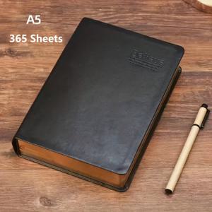 TEMU 365페이지 A5 레트로 가죽 노트북, 날짜 없음 저널, 리본 2개, 남성, 여성, 학생용, 다이어리, 필기, 사무용