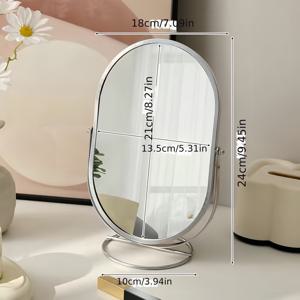 TEMU 동장귀 우아한 철제 프레임 메이크업 거울 - 360° 회전 가능, 고화질, 침실 및 화장대에 완벽