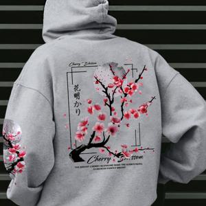 TEMU 남성용 가을/겨울 플로럴 프린트 안감 후드 스웨트셔츠, 활용도 높은 스포티 캐주얼 루즈핏 후드티