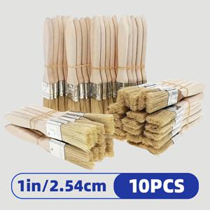 TEMU 모발 페인트 브러쉬 세트 - 10/30 1인치 납작 모발 브러쉬, 미술, 공예, 페인팅, 염색, 바니쉬, 접착제 시술에 적합, 나무 손잡이, 실내/실외, 가정용 보수 및 수리