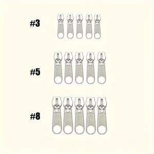 TEMU 나일론 지퍼용 금속 지퍼 슬라이더 15개 세트: 재킷, 가방, 지갑, 주머니에 적합 - 수리 키트, DIY 재봉 액세서리