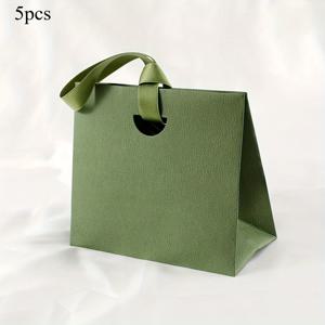 5pcs 아름다운 녹색 선물 가방, 금색 손잡이 - 보석 및 화장품, 결혼식, 생일 및 기념일, 선물 제공 및 보관에 이상적, 선물 가방 | 우아한 선물 가방 | 내구성 있는 손잡이, 결혼식 선물 가방
