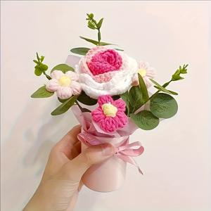 TEMU 빈티지 뜨개질 키트 1세트, 코바늘 장미 데이지 꽃, 가정용 집 거실 장식, 수제 인조 꽃, 파티, 생일, 어머니의 날, 발렌타인데이, 결혼식, 졸업 선물용
