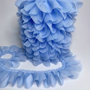 270cm x 4.5cm 엠보싱 쉬폰 플리츠 레이스 트림 - 단색 비신축성 원단, DIY 스커트 및 넥라인 장식용, 의류, 신발, 모자 및 홈 텍스타일 액세서리, 레이스 패브릭