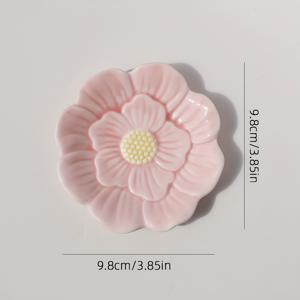 TEMU 1개 세라믹 노란 꽃 꽃받침 플레이트 접시 북유럽 스타일 주얼리 트레이 귀걸이 스터드 반지 목걸이 주얼리 트레이 홈 트레이 보라색 꽃받침, 주얼리 트레이
