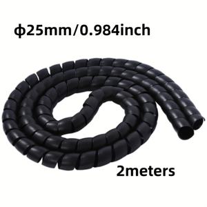 TEMU 1개 2미터 길이 X 25mm 직경 고압 고무 호스 유압 오일 튜브 세차 물 튜브 보호 커버 나선형 보호 슬리브