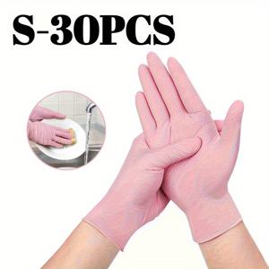 30개입 연한 핑크색 PVC 복합 니트릴 장갑, 침실, 주방 청소, 애완 동물 목욕, 식품 가공, 염색용 일회용 도구