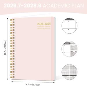 TEMU 2026.7-2028.6 월간 플래너 노트북, 2년 에디션, 주간 액자, 학습 플래너 노트북, 생산성을 향상시키는 간편한 To-Do 노트북