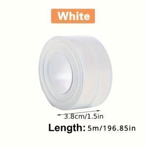 TEMU 초강력 접착식 씰링 스트립 테이프 1롤 5m/16.4ft - 고하중, 도구 불필요, 욕실, 주방, 화장실, 싱크대, 샤워실, 욕조용 - 누수 방지, 방진 - 주택 리노베이션에 이상적