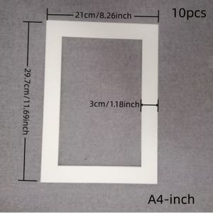 10개 세트 8인치/10인치/A4 직사각형 사진 프레임 매트지, 베이지색, 3cm 테두리, 1mm 구멍 펀칭, 크리스마스 휴일 액자용 사진 전시 액세서리