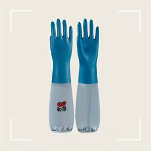 TEMU 2개 PVC 긴 장갑, 가정용 확장형 청소 튼튼한 장갑, 청소, 빨래, 식기 세척 및 다기능 청소에 적합, 주방 필수 장비, 장갑, 튼튼한 주방 장갑