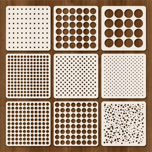 TEMU 9가지 스타일 원형 점 템플릿, 메이크업 템플릿, 얼굴 칠 스텐실, 파티 속이 빈 템플릿, 베개 벽 커팅 스텐실용 재사용 가능한 랜덤 원형 점 템플릿