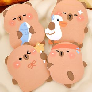 TEMU 240개 창의적인 카피바라 모양 점착 메모지, 문구류, 데일리 사무실 메시지 메모, 카피바라 모양 점착 메모지 메모 패드에 적합