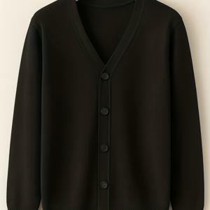 TEMU 신상 가을/겨울 V넥 오픈프론트 따뜻한 니트 가디건, 솔리드 컬러, 캐주얼 출근룩, 다용도 레이어링, 클래식하고 내구성 좋은