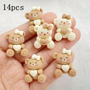 TEMU 14개 세트 카툰 리본 곰 레진 주얼리 - DIY 스크랩북, 수공예, 정교한 디테일, 스크랩북 애호가, 수제 공예용품, 정교한 장인 정신, 수공예 애호가용