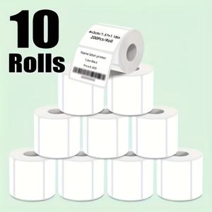 TEMU 라벨 녹음, 40 X 30mm 흰색 라벨 스티커 10롤 팩, 롤당 200개, 가정/학교/사무실/주소/바코드/라벨 스티커에 적합, M221/M110//M120/M220 모델과 호환