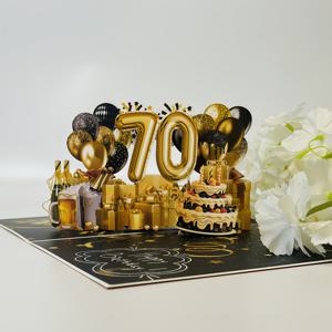TEMU 70번째 생일 축하 카드, 봉투 포함 팝업 3D 카드 1개, 70번째 생일 축하 인사말 카드, 70번째 생일을 위한 완벽한 선물