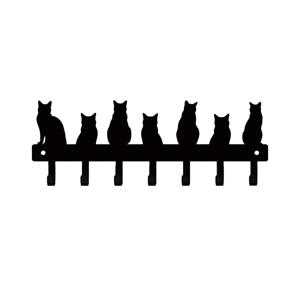 TEMU 1 고양이 디자인 후크, 블랙 메탈 벽걸이 멀티 기능 홈 데코 키홀더, 실내용