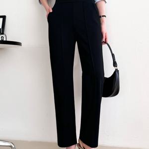 TEMU [가을] 여성 사방스판 핀턱 세미일자바지 편한 밴딩팬츠