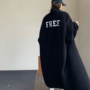 SunburstWonder 여성 가을 겨울 코트 자수 레터링 도톰 방한 차이나 롱