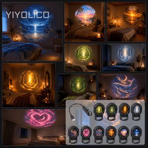TEMU YIYOLICO USB 프로젝션 무드등, 몽환적인 구름 & 바닷가 프로젝션 램프, USB LED 천장등, 침실, 자동차, 파티 장식용, 기둥에 장착 가능한 분위기 선물용 램프, 휴일 선물용
