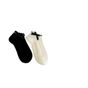 TEMU 랜덤 여성 여름 리본 레이스 올매치 공주 양말 2켤레, 얇은 보트 양말, 속이 빈 통기성 숏 삭스, 패셔너블하고 우아한 숏 삭스