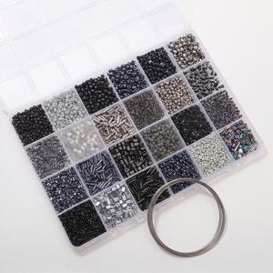 4250개 24칸 유리 쌀알 비즈 및 튜브 비즈 비즈 세트 상자, 1.5-7mm 혼합 색상 혼합 쌀알 비즈, 스틸 와이어 팔찌 반지 포함, 팔찌, 주얼리, 목걸이, 귀걸이, 키체인 펜던트, 공예, 추가품에 적합